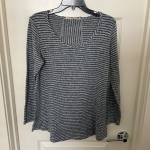 Soft Surroundings Blue and Grey Striped Lightweight Sweater - Size Medium